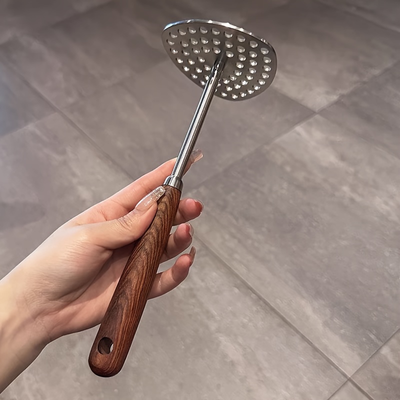 Stainless Steel Potato Masher with Wooden Handle, Manual Pumpkin Ricer, Household Pressing Tool, Kitchen Vegetable Fruit