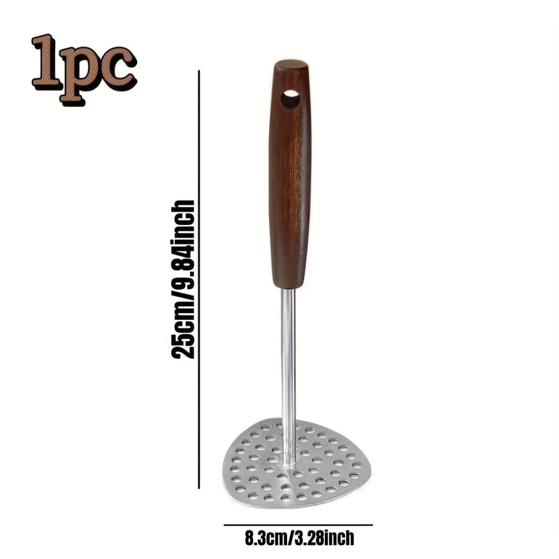 Stainless Steel Potato Masher with Wooden Handle, Manual Pumpkin Ricer, Household Pressing Tool, Kitchen Vegetable Fruit