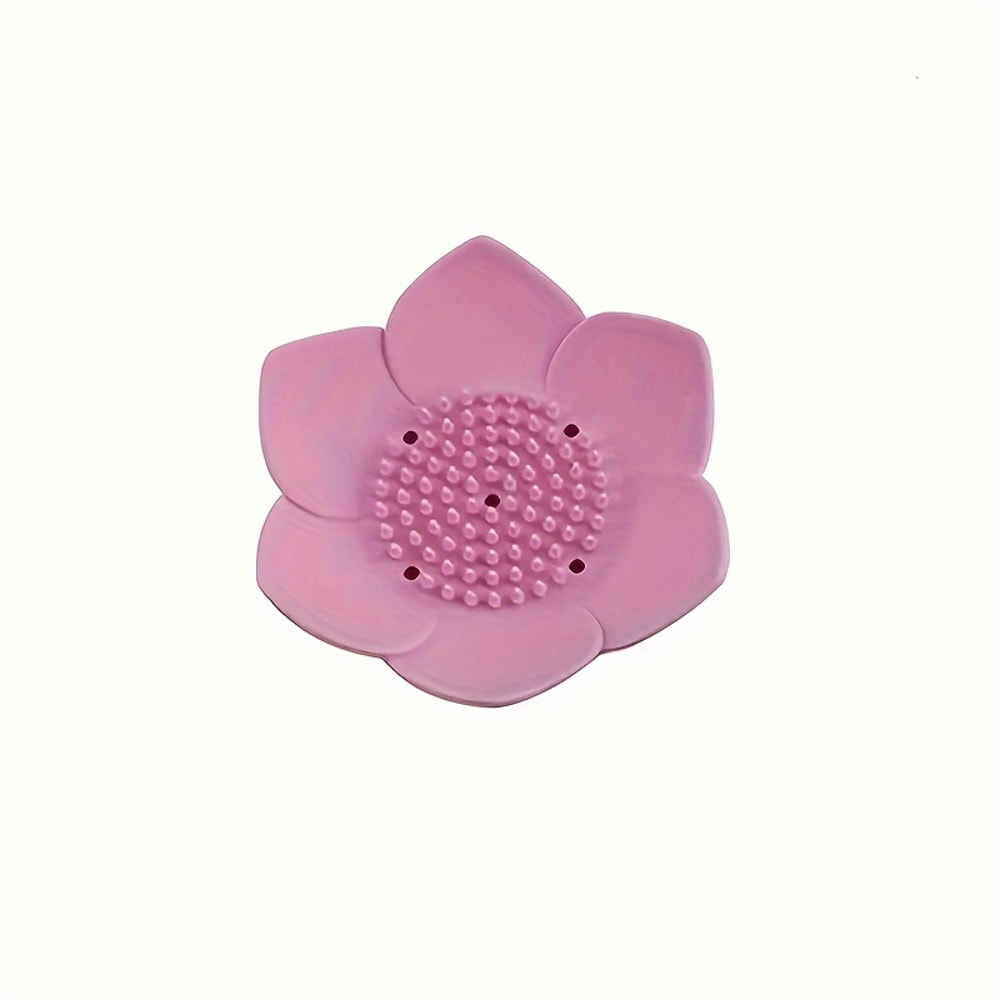 Soap Box Lotus Shape Nonslip Silicone Draining Soap Tray Bathroom Soap Dish 6