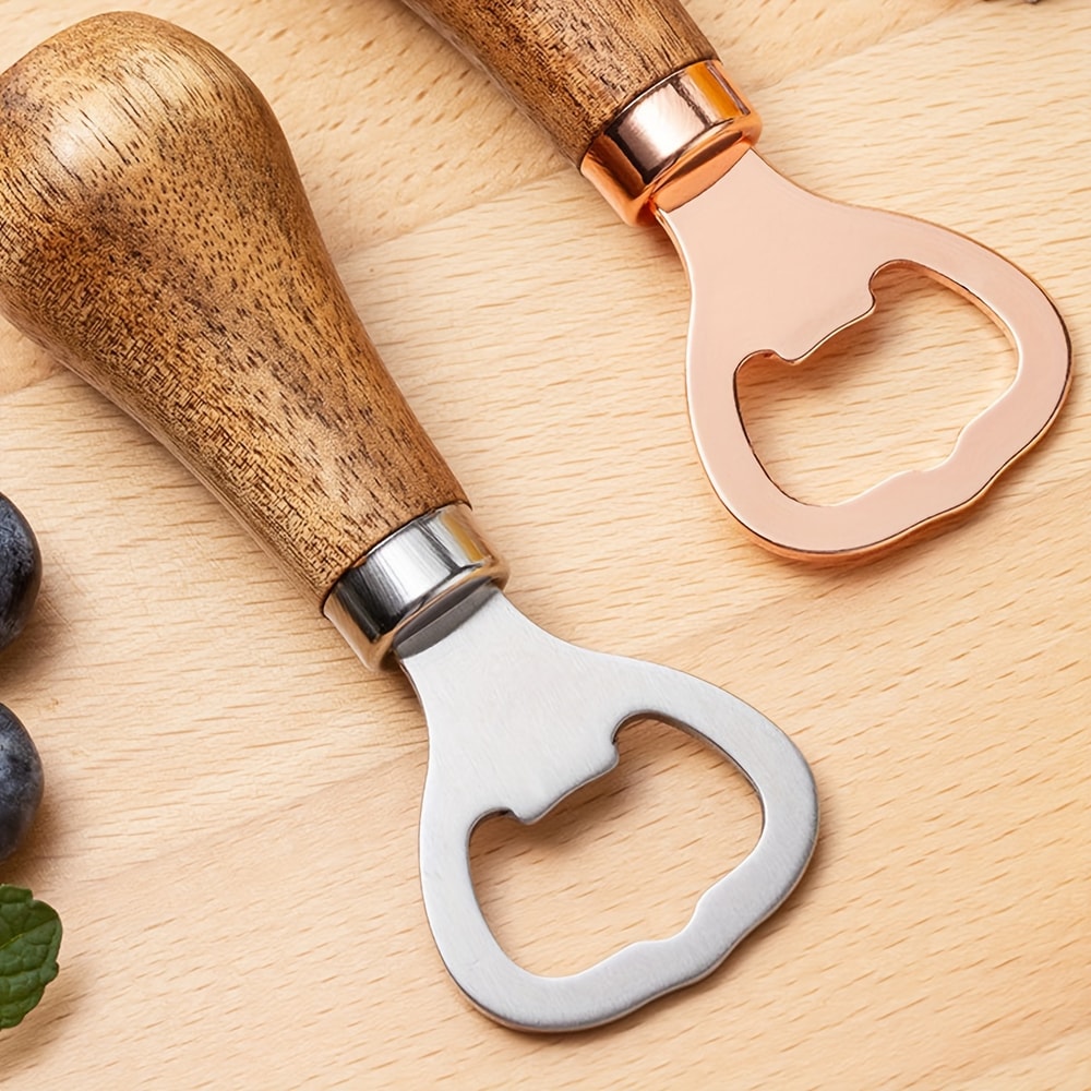 Portable Stainless Steel Bottle Opener Wood Handle Drink Cap Lid Beer Bottle Opener Easy To Carry K 2