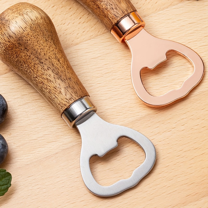 Portable Stainless Steel Bottle Opener Wood Handle Drink Cap Lid Beer Bottle Opener Easy To Carry K 2