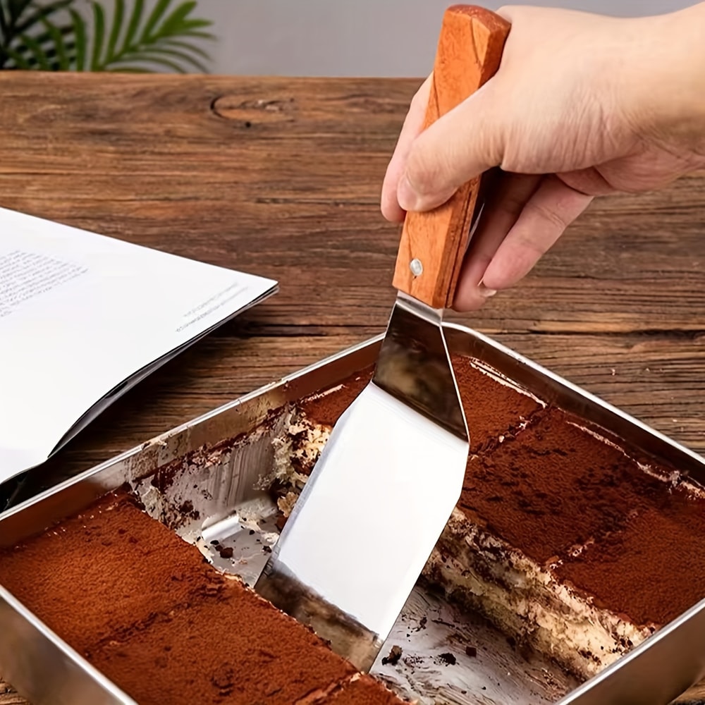 Stainless Steel Spatula With Wooden Handle Tiramisu Cutter Pancake Turner For Cooking And Grilling 0