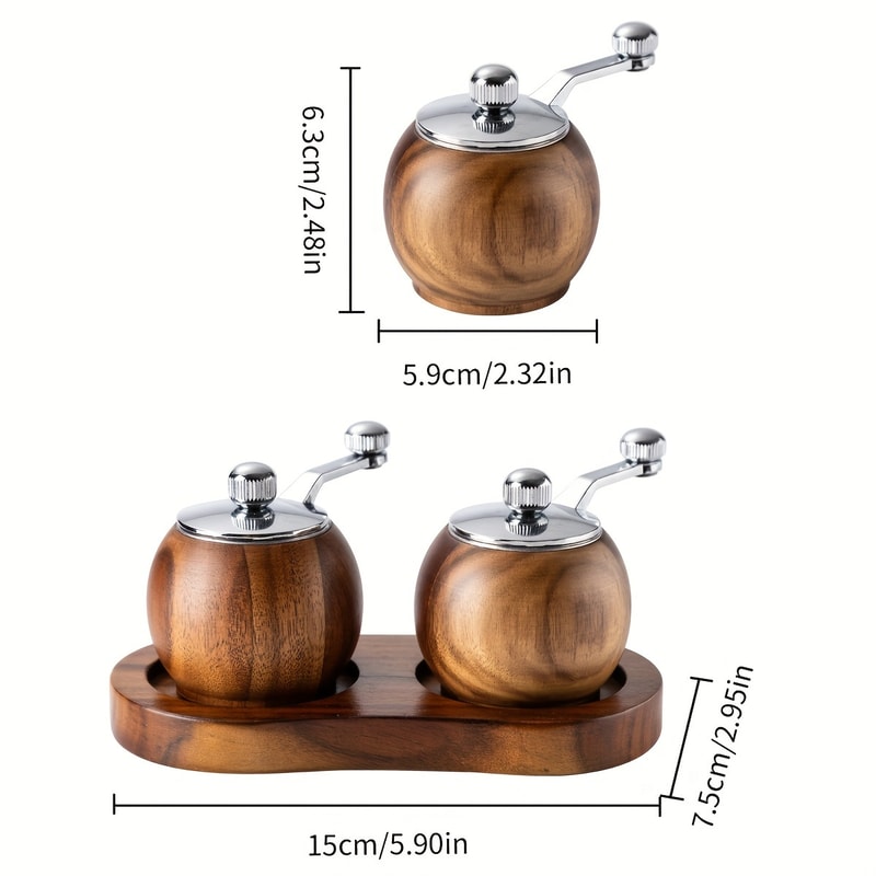 Salt And Pepper Mills Solid Wood Pepper Grinders With Adjustable Coarseness Ceramic Rotor For Kitch 1