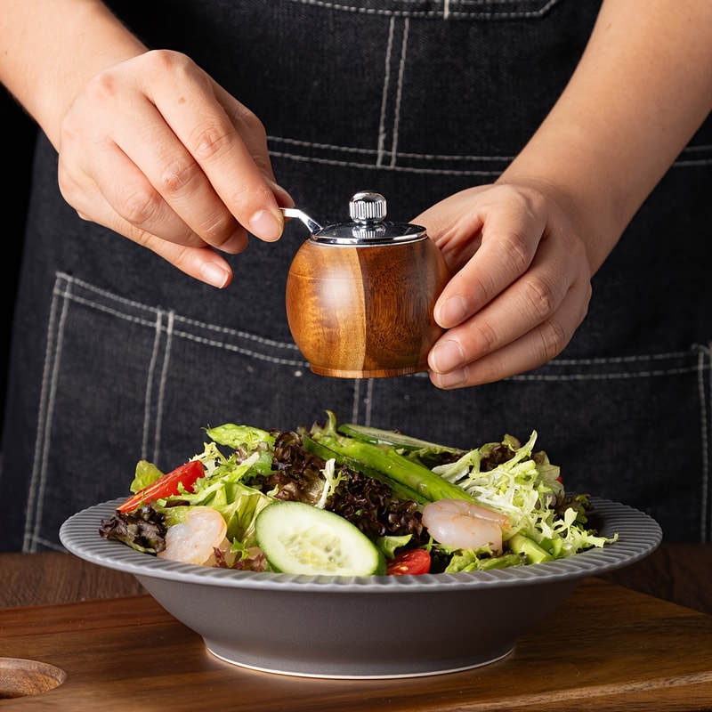 Salt And Pepper Mills Solid Wood Pepper Grinders With Adjustable Coarseness Ceramic Rotor For Kitch 4