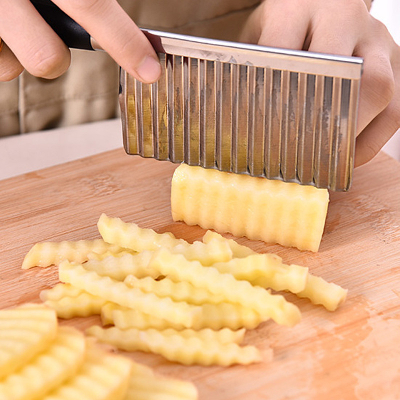 French Fries Cutting Machine, Potato Wave Edge Knife, Stainless Steel Vegetable Fruit Tool