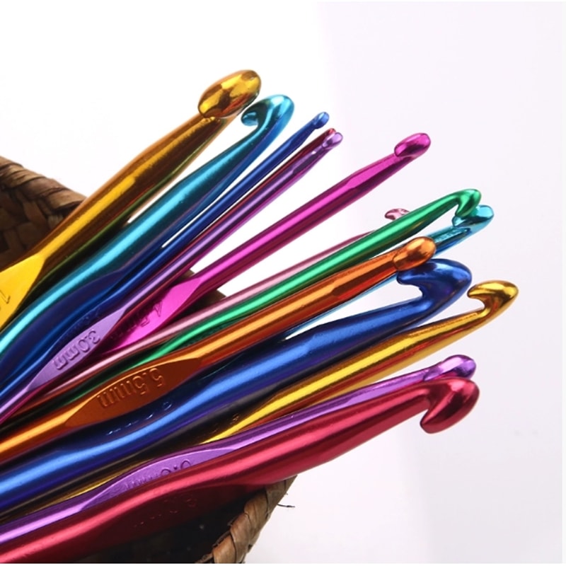 Clothing Needle with Metal Handle, Single-Head Crochet, Colorful Aluminum Knitting Needle for Yarn Crafts