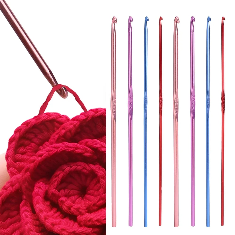 Clothing Needle with Metal Handle, Single-Head Crochet, Colorful Aluminum Knitting Needle for Yarn Crafts