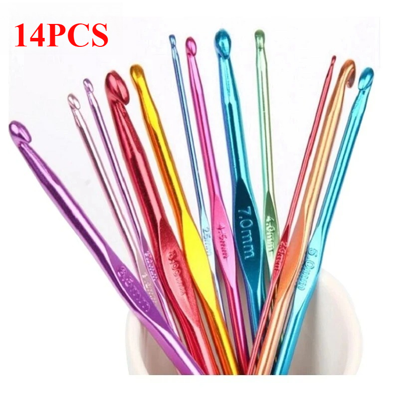 Clothing Needle with Metal Handle, Single-Head Crochet, Colorful Aluminum Knitting Needle for Yarn Crafts
