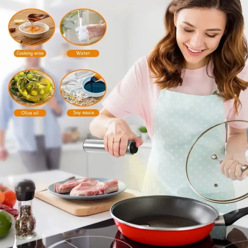 Cooking Stainless Steel LeakProof Oil And Gas Frying Pan Barbecue Pan Seasoning Bottle With Scale B 4