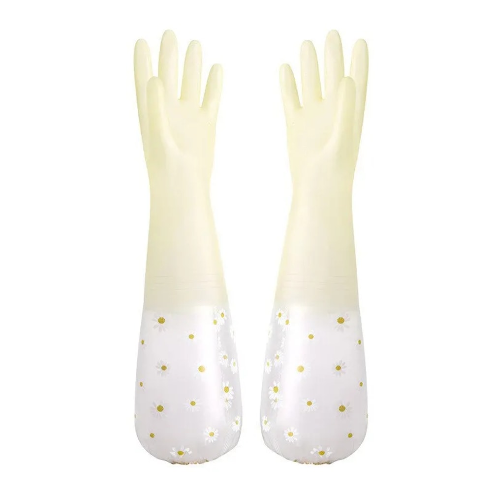 Durable Household Womens Kitchen Dishwashing Gloves Extended Waterproof Cleaning Rubber Gloves For 6