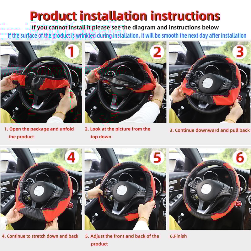 Carbon Fiber Leather Car Steering Wheel Cover Without Inner Ring Automotive Supplies 3