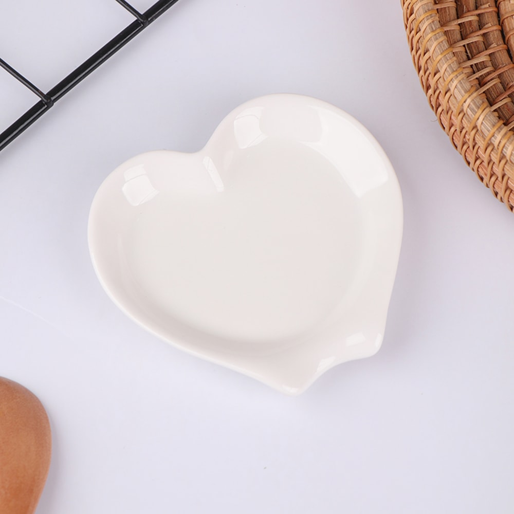 Creative Heart Shaped Ceramic Spoon Rest Pad, Coffee Spoon Holder, Soup Ladle Rack Kitchen Organizer