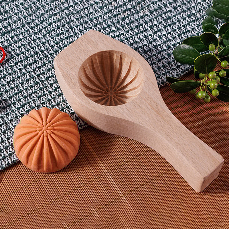 Wooden Traditional Moon Cake Mould DIY Steamed Bun Mold Multipurpose Baking Tool For Pancakes Pie 8
