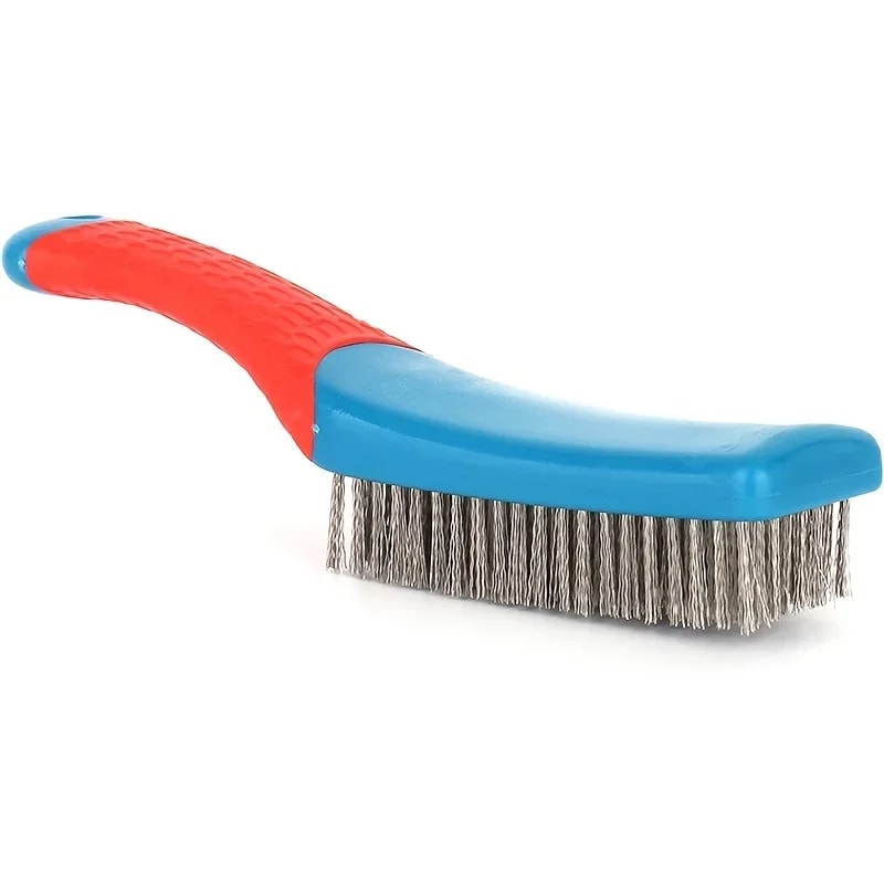 Heavy Duty Stainless Steel Wire Brush with Comfortable Plastic Handle for Removing Rust, Welding Slag, Dirt, and Paint
