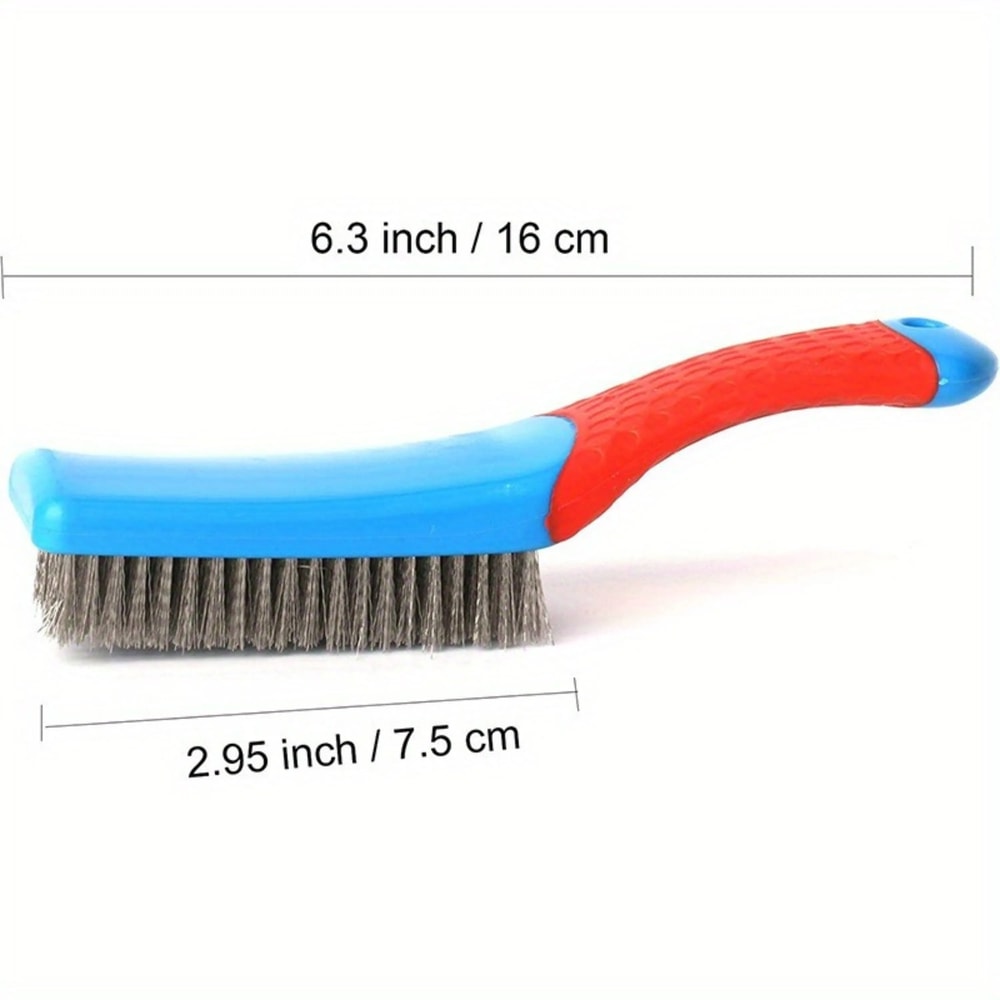 Heavy Duty Stainless Steel Wire Brush with Comfortable Plastic Handle for Removing Rust, Welding Slag, Dirt, and Paint