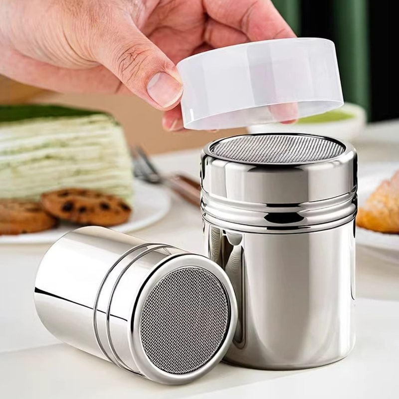 Duster With Cover Cocoa Powder Stainless Steel Seasoning Bottle For Home Kitchen 5