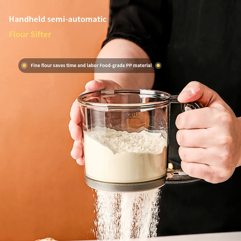 Kitchen Baking Cake Flour Sieve Mesh Semiautomatic Filter Sieve With Capacity Scale 2
