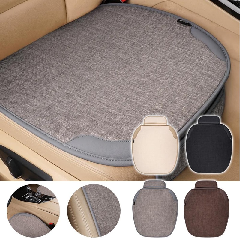Car Breathable Flax Seat Cover Universal Front Seat Protector Anti Dust Anti Scratch Cushion Covers