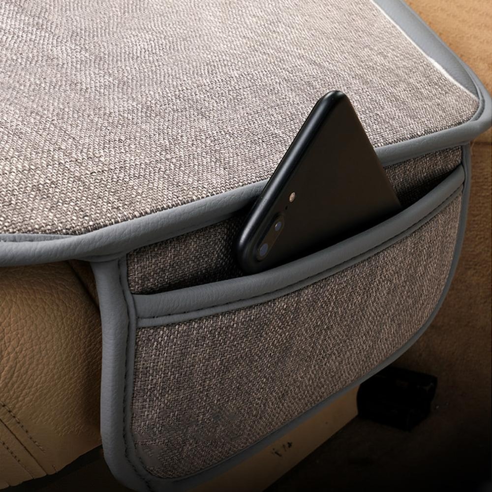 Car Breathable Flax Seat Cover Universal Front Seat Protector Anti Dust Anti Scratch Cushion Covers