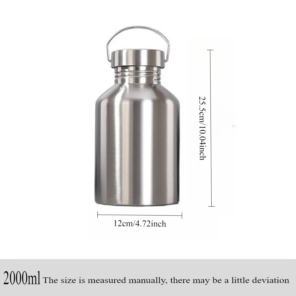 Large Capacity Sports Water Bottle, Stainless Steel Travel Mug, Non Insulated Outdoor Kettle