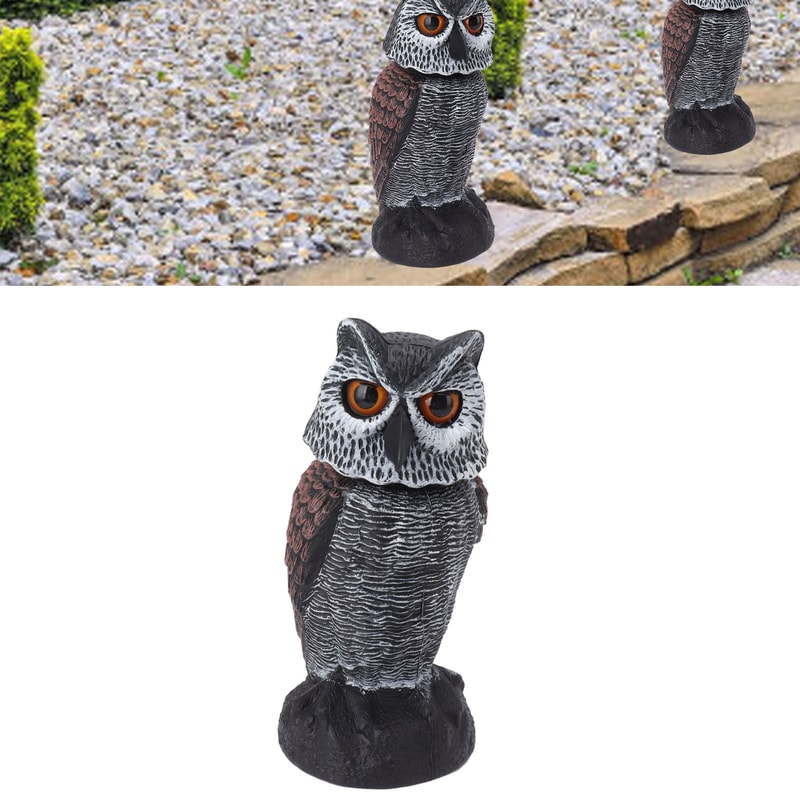 Owl Decoy to Scare Birds, Plastic Shake Head Owl Decoy, Fake Owl Garden Decoration to Scare Birds Away
