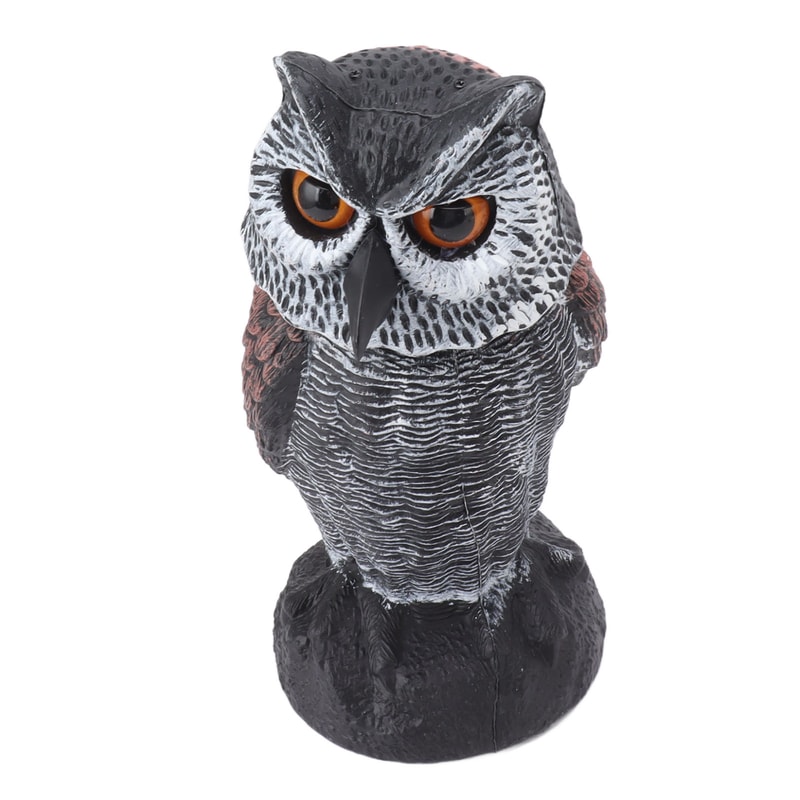 Owl Decoy to Scare Birds, Plastic Shake Head Owl Decoy, Fake Owl Garden Decoration to Scare Birds Away