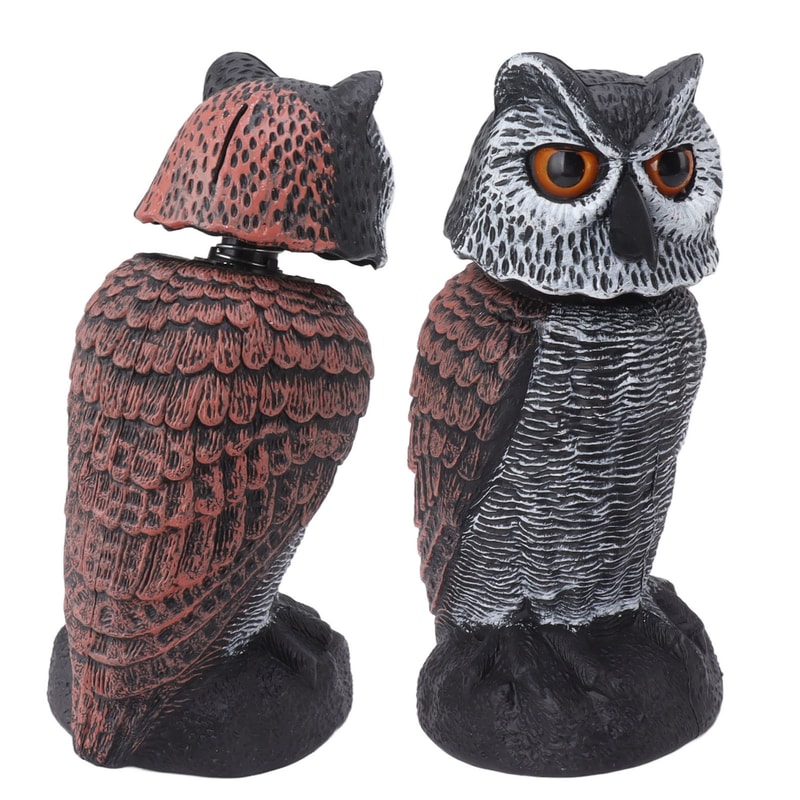 Owl Decoy to Scare Birds, Plastic Shake Head Owl Decoy, Fake Owl Garden Decoration to Scare Birds Away