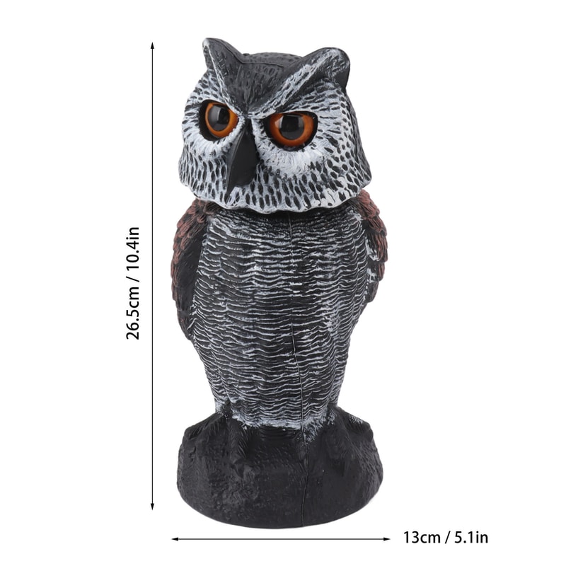 Owl Decoy to Scare Birds, Plastic Shake Head Owl Decoy, Fake Owl Garden Decoration to Scare Birds Away