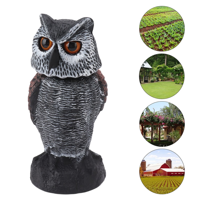 Owl Decoy to Scare Birds, Plastic Shake Head Owl Decoy, Fake Owl Garden Decoration to Scare Birds Away