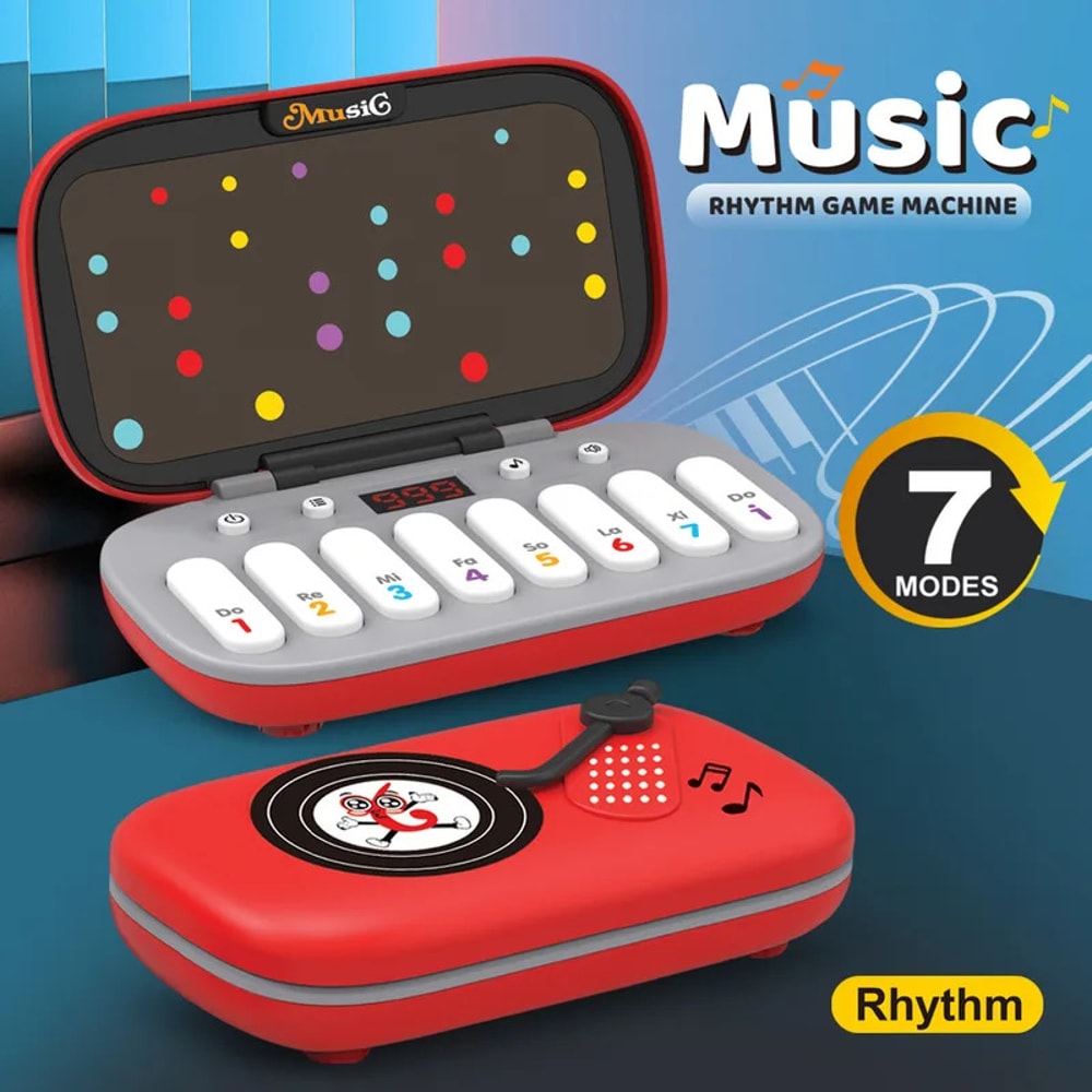 Electronic Music Rhythm Puzzle Game Machine Montessori Travel Toy Light Up Sensory Fast Push Organ 2
