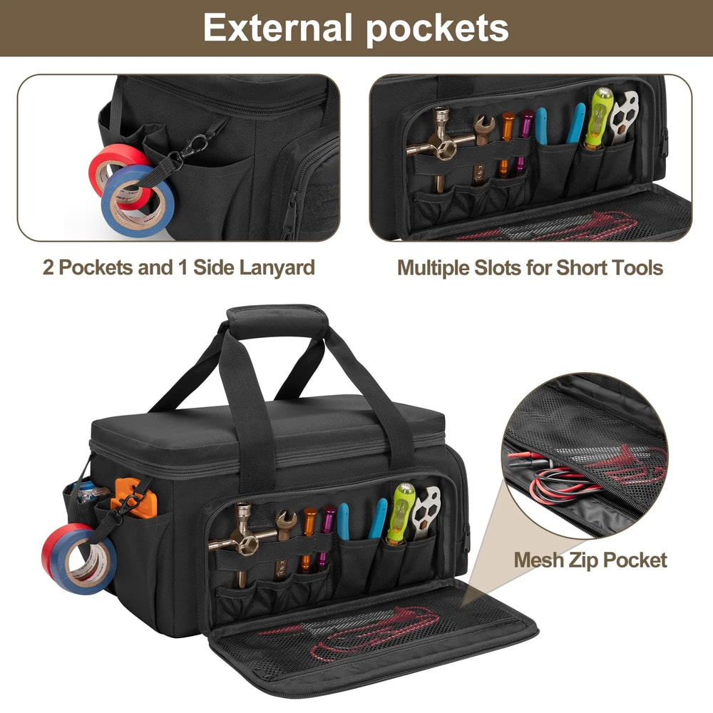 Durable Tactical Tool Bag, Heavy Duty Organizer for Handymen and Carpenters, Non-slip Base, Portable Storage Solution