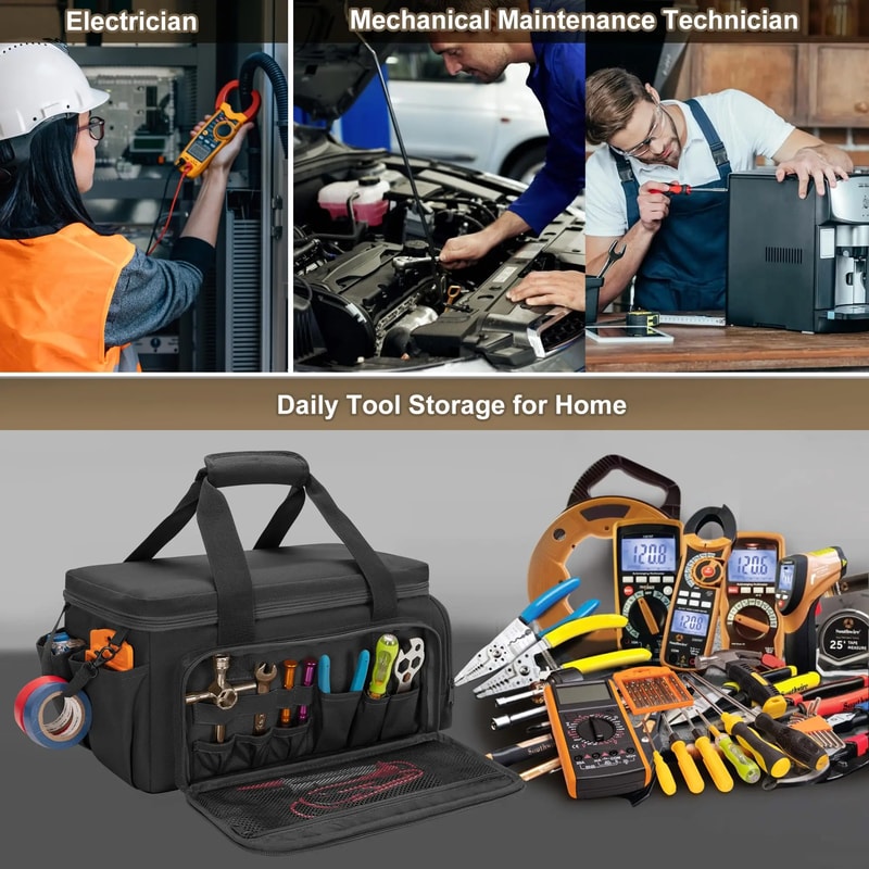 Durable Tactical Tool Bag, Heavy Duty Organizer for Handymen and Carpenters, Non-slip Base, Portable Storage Solution
