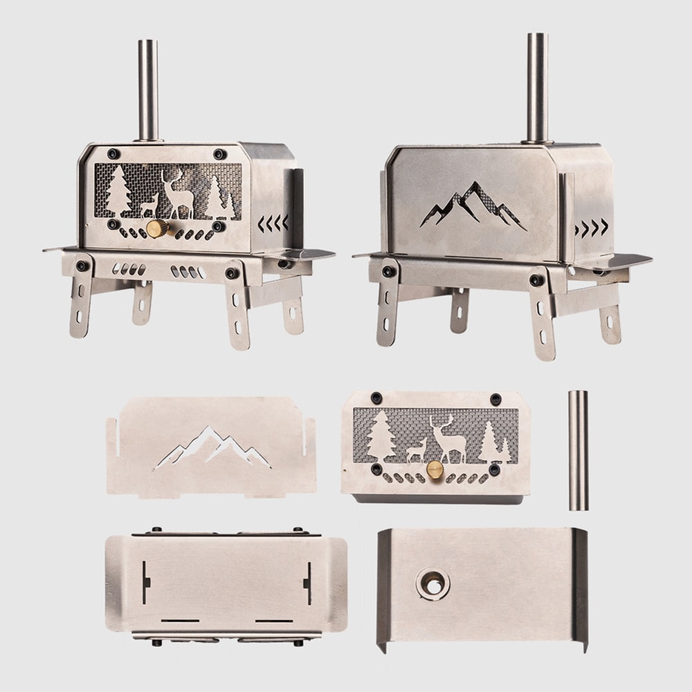 Portable Mini Folding Charcoal Stove, Stainless Steel Outdoor Fire Pit Heater, Detachable Wood Burner for Camping