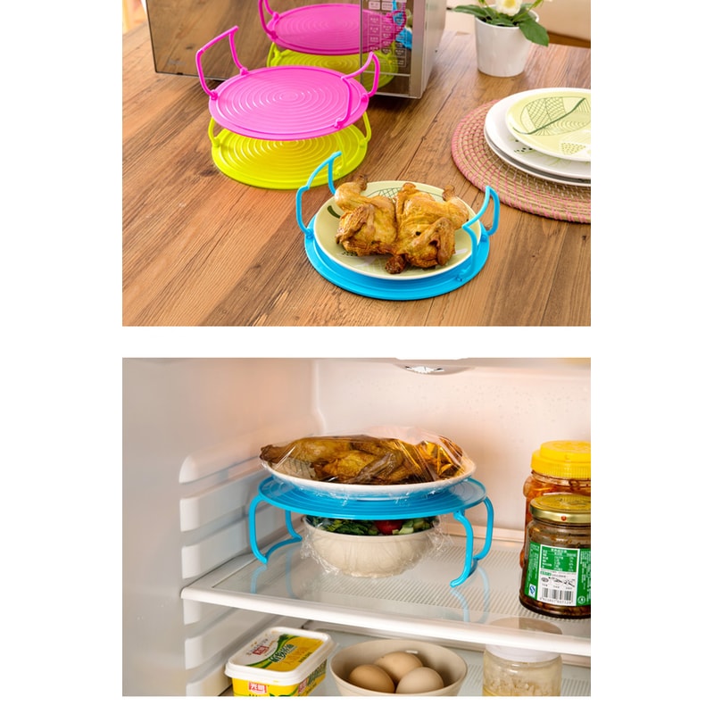 Double Layer Insulation Microwave Oven Tray Storage Rack Multifunctional Heating Steaming Rack Pot 4