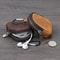 Leather Carabiner Mini Coin Purse, Multi-Color Retro Keychain Wallet