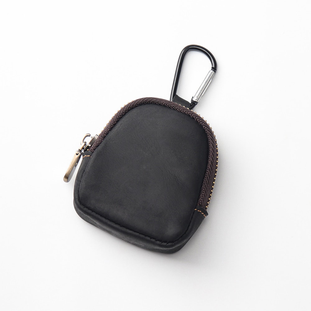 Leather Carabiner Mini Coin Purse, Multi-Color Retro Keychain Wallet
