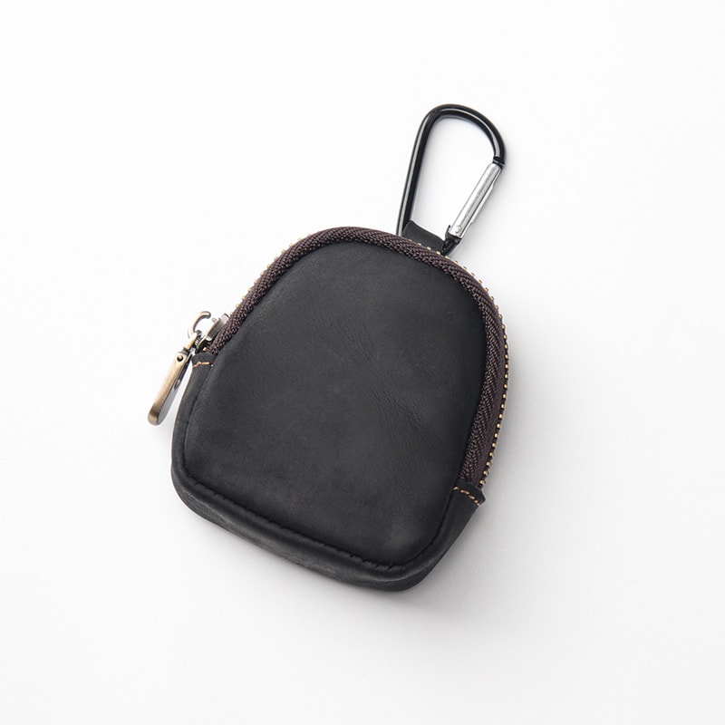 Leather Carabiner Mini Coin Purse, Multi-Color Retro Keychain Wallet