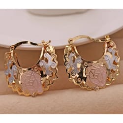 stylish gold plated hoop earrings for women, perfect for weddings, parties, birthdays