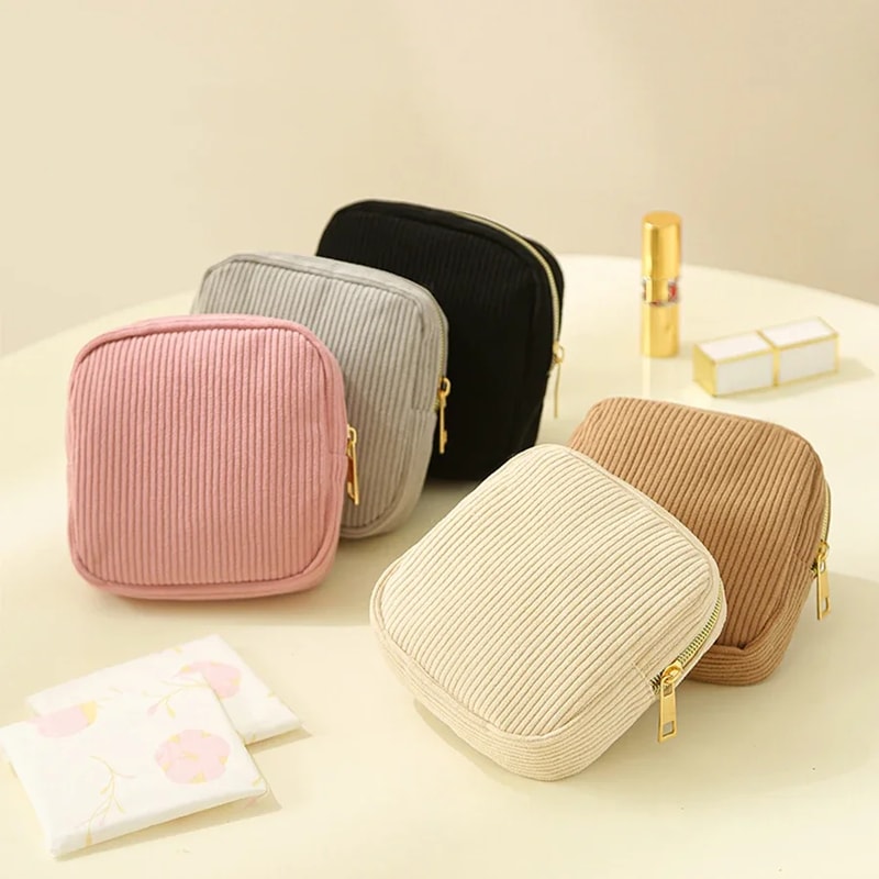 Fashion Makeup Lipstick Case, Mini Cosmetic Storage Pouch for Women, Sanitary Napkins Organizer Travel Bags