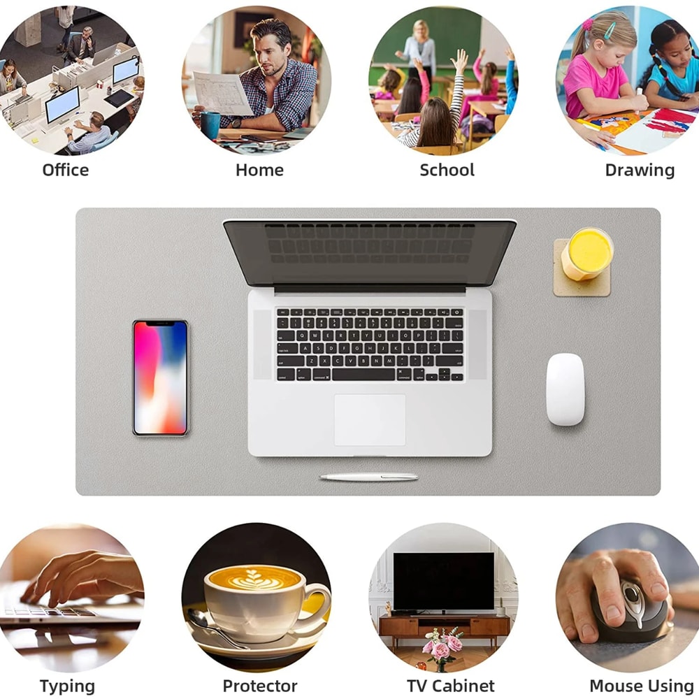 Office Desk Protector Mat PU Leather Waterproof Mouse Pad 4