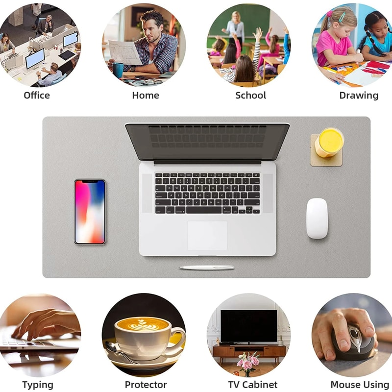 Office Desk Protector Mat PU Leather Waterproof Mouse Pad 4