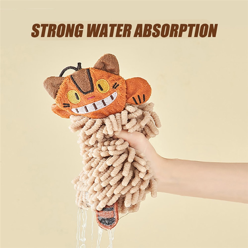Cartoon Cat Hand Towel, Super Soft Chenille Microfiber, Quick-Dry Absorbent Home Towel for Kitchen Bathroom