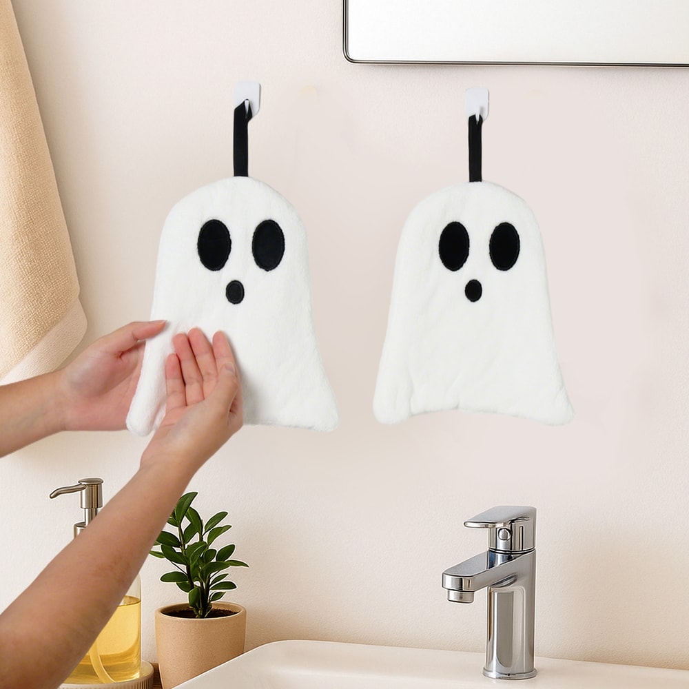 Black Cat Hand Towel Cute Handkerchief Towels For Halloween Super Absorbent Kitchen Towels 5