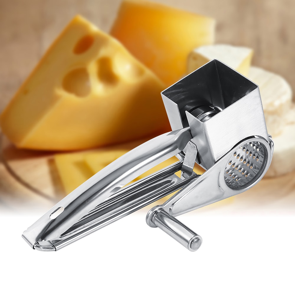 Multifunctional Kitchen Craft Rotary Stainless Steel Cheese Grater, Drums Slice Shred Tool for Easy Meal Preparation