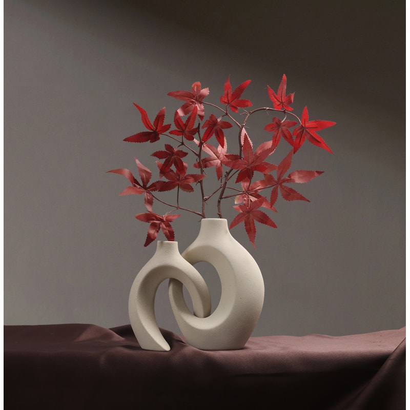 Nordic Ceramic Interlock Vase for Wedding, Bridal Shower, Pampas Grass Home Decoration