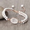 Vintage Design White Bracelet Mini Stone Glass Beads Howlite Handmade Braided Bangles For Women Men 0