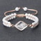 Vintage Design White Bracelet Mini Stone Glass Beads Howlite Handmade Braided Bangles For Women Men 3