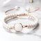 Vintage Design White Bracelet Mini Stone Glass Beads Howlite Handmade Braided Bangles For Women Men 4