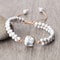 Vintage Design White Bracelet Mini Stone Glass Beads Howlite Handmade Braided Bangles For Women Men 6