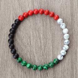 classic natural stone palestine flag bracelet, men women national flag beads bracelet, christmas prayer beads jewelry